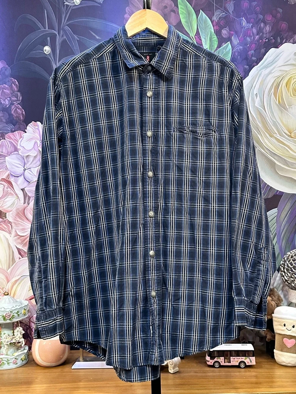 Levi's L 100% Cotton Plaid Long Sleeve Button Down Shirt Western Workwear Grunge